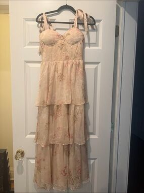 Dress Forum Blush Floral Tiered Maxi Dress